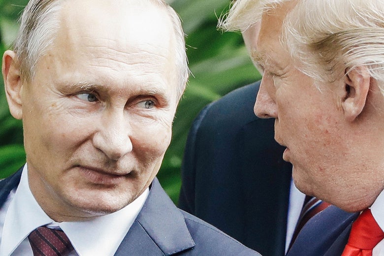Vladimir Putin talking to Donald Trump.